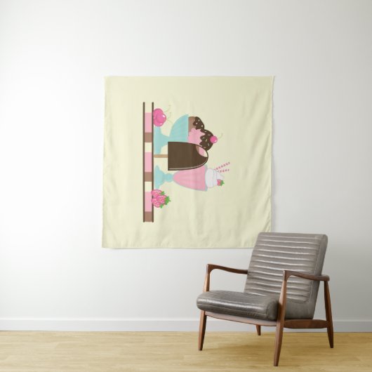 Tenture Flotte de crème glacée sucrée Sundae & fraise (En situation (horizontale))