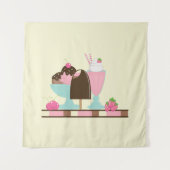 Tenture Flotte de crème glacée sucrée Sundae & fraise (Devant)