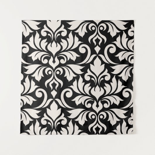 Tenture Flourissant Damask Art I Cream sur Black (Devant)