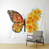Tenture Flower Butterfly with Yellow California Poppy (En situation (horizontale))