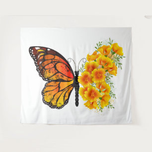 Tenture Flower Butterfly with Yellow California Poppy