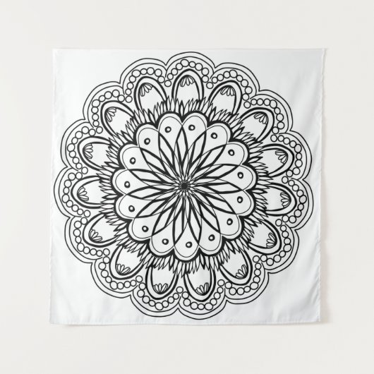 Tenture Flowers mandala hand drawing (Devant (Horizontal))