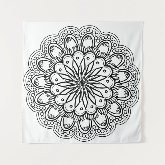 Tenture Flowers mandala hand drawing (Devant)