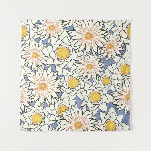 Tenture Flowers pattern lotus lily (Devant)