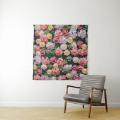 Tenture Flowers wall background vintage style. (En situation)