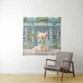 Tenture Fluffy Kitten avec Blue Bow à la pâtisserie (En situation)