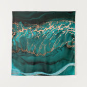 Tenture Fluide acrylique. Fluide vert foncé en oc abstrait (Devant (Horizontal))