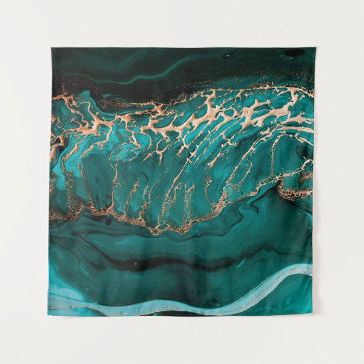 Tenture Fluide acrylique. Fluide vert foncé en oc abstrait (Devant (Horizontal))