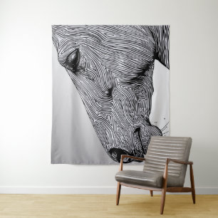 Tenture Flux du Cheval en Ligne Artistique Minimaliste Sau