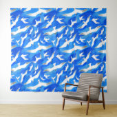 Tenture Flying seagulls on sky blue (En situation (horizontale))