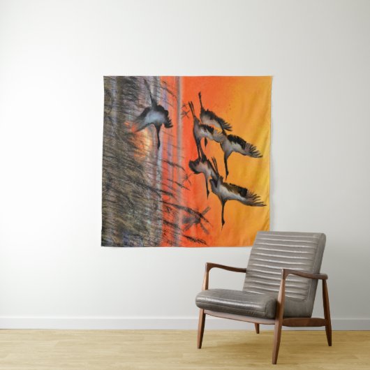 Tenture Flying Sunset Birds Tapestry (En situation (horizontale))