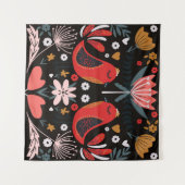 Tenture folk art scandinavian colourful pattern with flora (Devant (Horizontal))