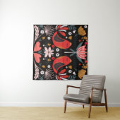 Tenture folk art scandinavian colourful pattern with flora (En situation (horizontale))
