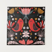Tenture folk art scandinavian colourful pattern with flora (Devant)