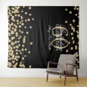 Tenture Fond 60e Anniversaire Or Noir Confettis (En situation (horizontale))
