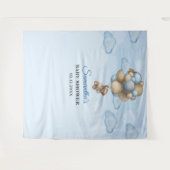 Tenture Fond avec ballons bleus marron ivoire ours en pelu (Devant (Horizontal))