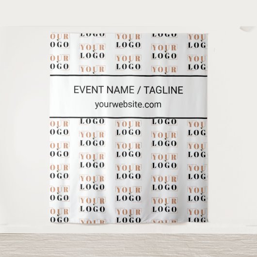 Tenture Fond blanc personnalisé avec logo et texte en répé (Devant)
