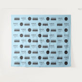 Tenture Fond bleu avec répétition 3 logos de commanditaire (Devant (Horizontal))