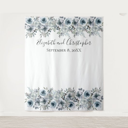 Tenture Fond bleu floral photo prop mariage Shower  (Devant)