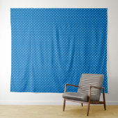 Tenture Fond bleu uni à motif de pois  (En situation (horizontale))