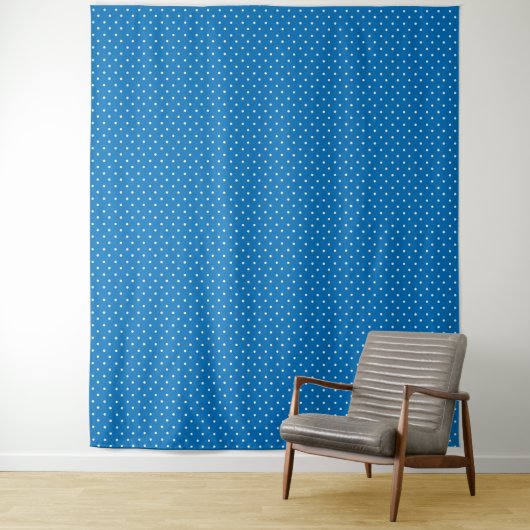 Tenture Fond bleu uni à motif de pois  (En situation)