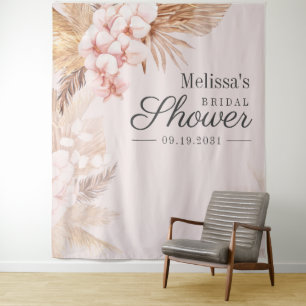 Tenture Fond Bohème d'Herbe de Pampas Rose pour Mariage