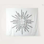 Tenture Fond céleste solaire capricieux noir et blanc (Devant (Horizontal))