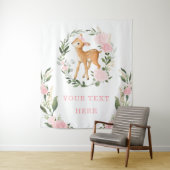 Tenture Fond Chic Filleaux Fleurs Rose Cerf Bois Bébé (En situation)