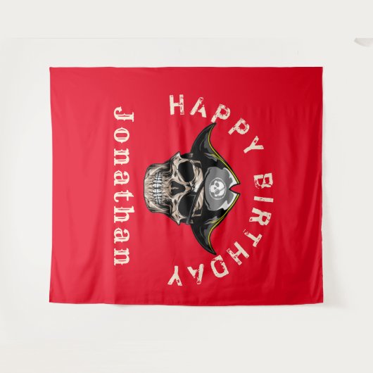 Tenture Fond crâne de pirate rouge (Devant (Horizontal))