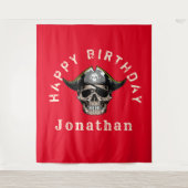 Tenture Fond crâne de pirate rouge (Devant)