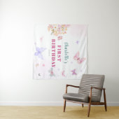 Tenture Fond d'anniversaire papillon rose pastel (En situation (horizontale))