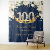 Tenture Fond de 100e anniversaire floral verdure or marine (En situation)