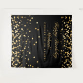 Tenture Fond De 20 Ans D'anniversaire, Confettis Noir Et O (Devant (Horizontal))