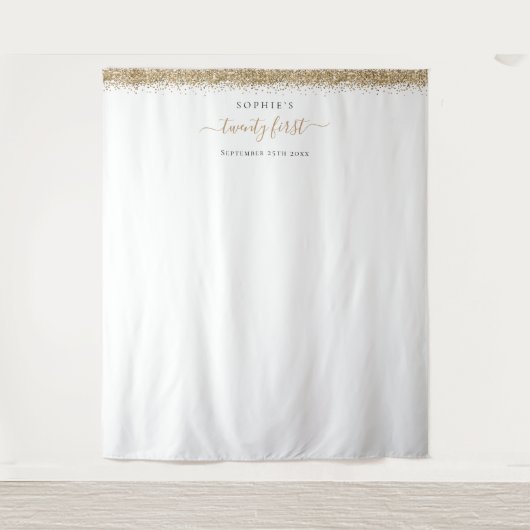 Tenture Fond de 21 ans à paillettes dorées pour photos Tap (Devant)