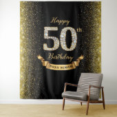 Tenture Fond de 50e anniversaire Diamond Black et Gold (En situation)