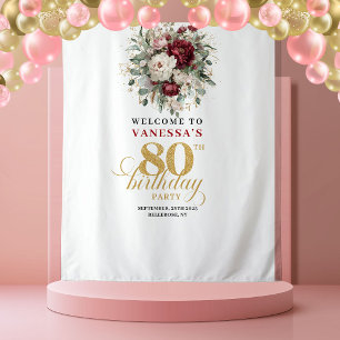 Tenture Fond de 80e anniversaire Luxe Floral Gold