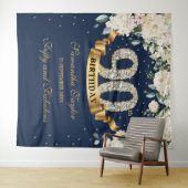 Tenture Fond de 90e anniversaire de verdure florale or mar (En situation (horizontale))