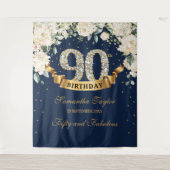 Tenture Fond de 90e anniversaire en fleurs verdoyantes or (Devant)