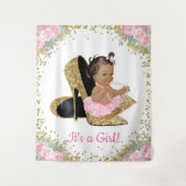 Tenture Fond de baby shower à talons hauts Afro-Américain (Devant)