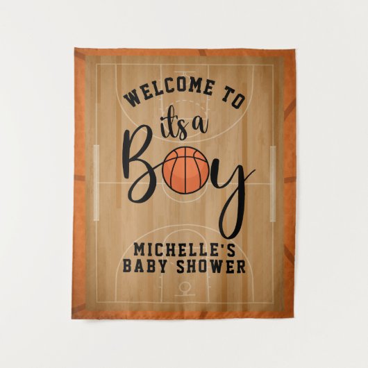 Tenture Fond de Baby Shower Basketball (Devant)
