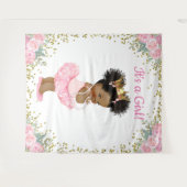 Tenture Fond de Baby Shower de Princesse Afro-Américaine (Devant (Horizontal))