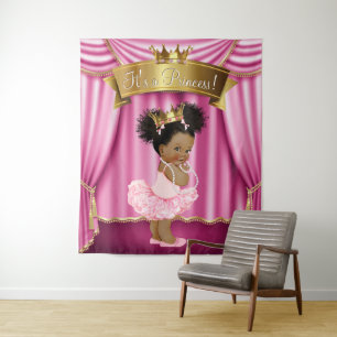 Tenture Fond de Baby Shower de Princesse Afro-Américaine