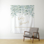 Tenture Fond de Baby Shower - Feuilles d'Eucalyptus (En situation)