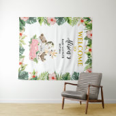 Tenture Fond de Baby Shower FILLE | Amis Safari Or (En situation (horizontale))