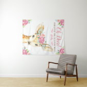 Tenture Fond de Baby Shower Fille Cerf (En situation (horizontale))