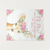 Tenture Fond de Baby Shower Fille Cerf (Devant (Horizontal))