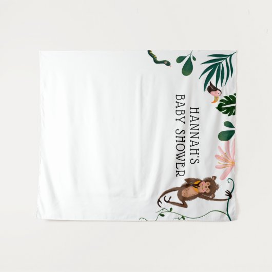 Tenture Fond de Baby Shower Jungle (Devant (Horizontal))