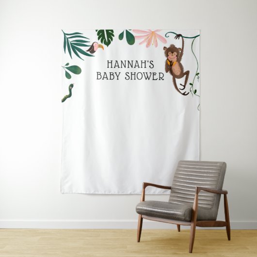 Tenture Fond de Baby Shower Jungle (En situation)