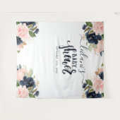 Tenture Fond de Baby Shower Navy Rose Floral (Devant (Horizontal))