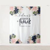 Tenture Fond de Baby Shower Navy Rose Floral (Devant)